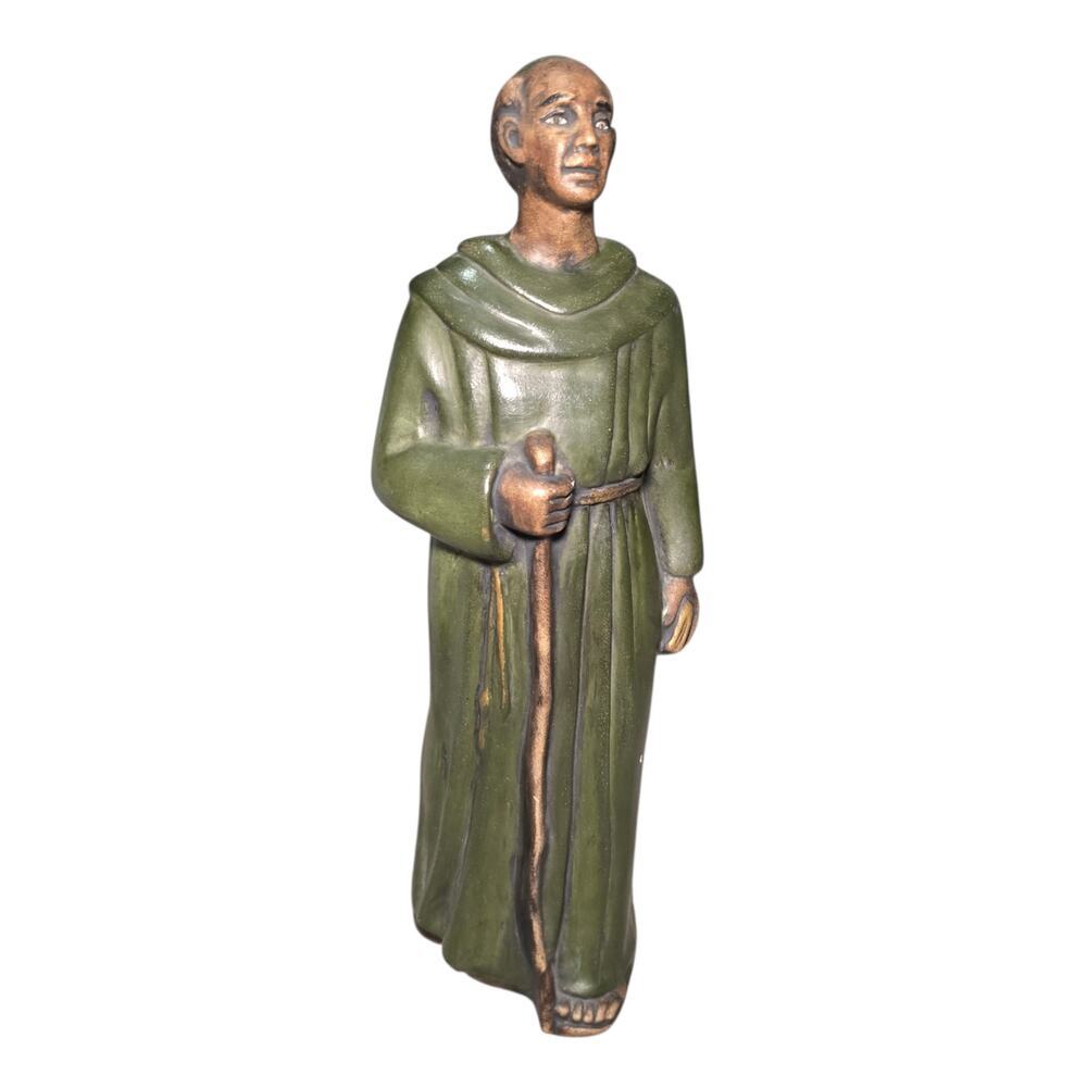 Vintage St. Francis of Assisi Statue Signed H. Jewell Heavy Chalkware 11"